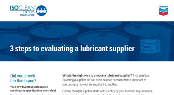 3 steps to evaluate lubricant supplier